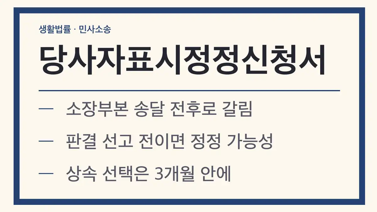 당사자표시정정신청서 필요한 상황