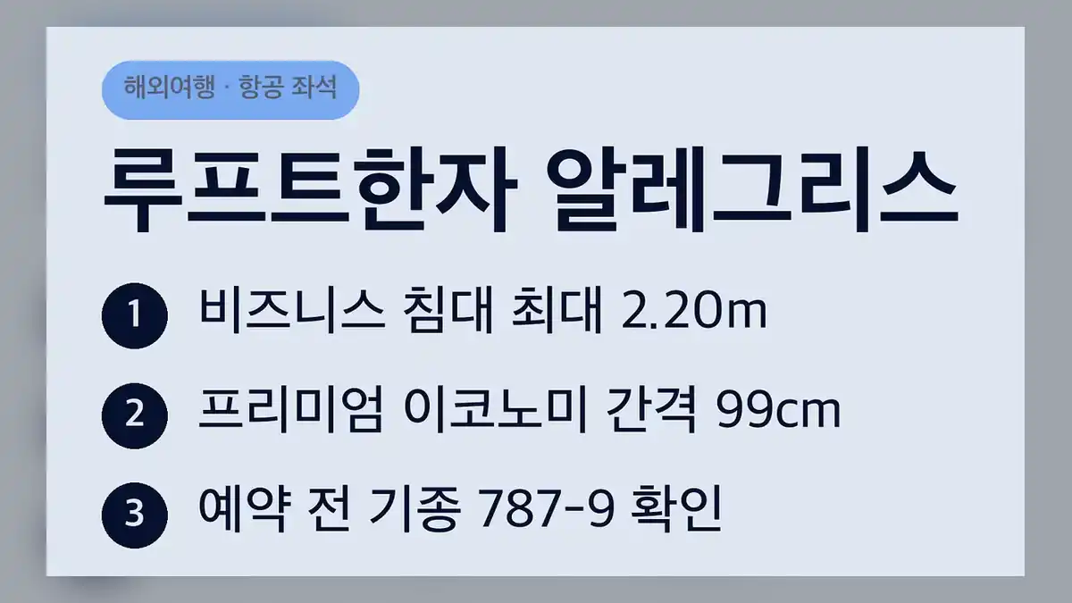루프트한자 알레그리스 한국 노선 요약