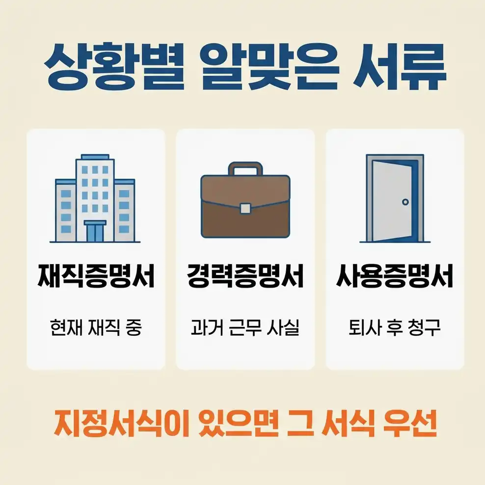 재직증명서양식 제출처별로 달라지는 선택 항목