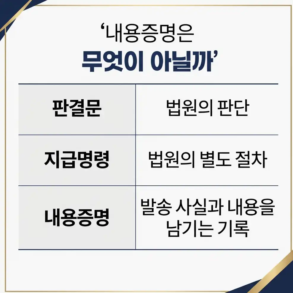 내용증명 뜻 판결문·지급명령과 무엇이 다른가