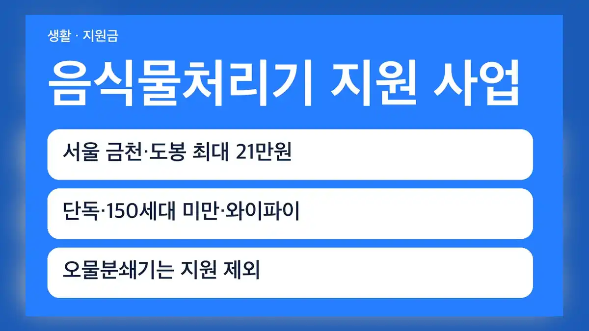 음식물처리기 지원 사업 대상 지역부터 확인하세요