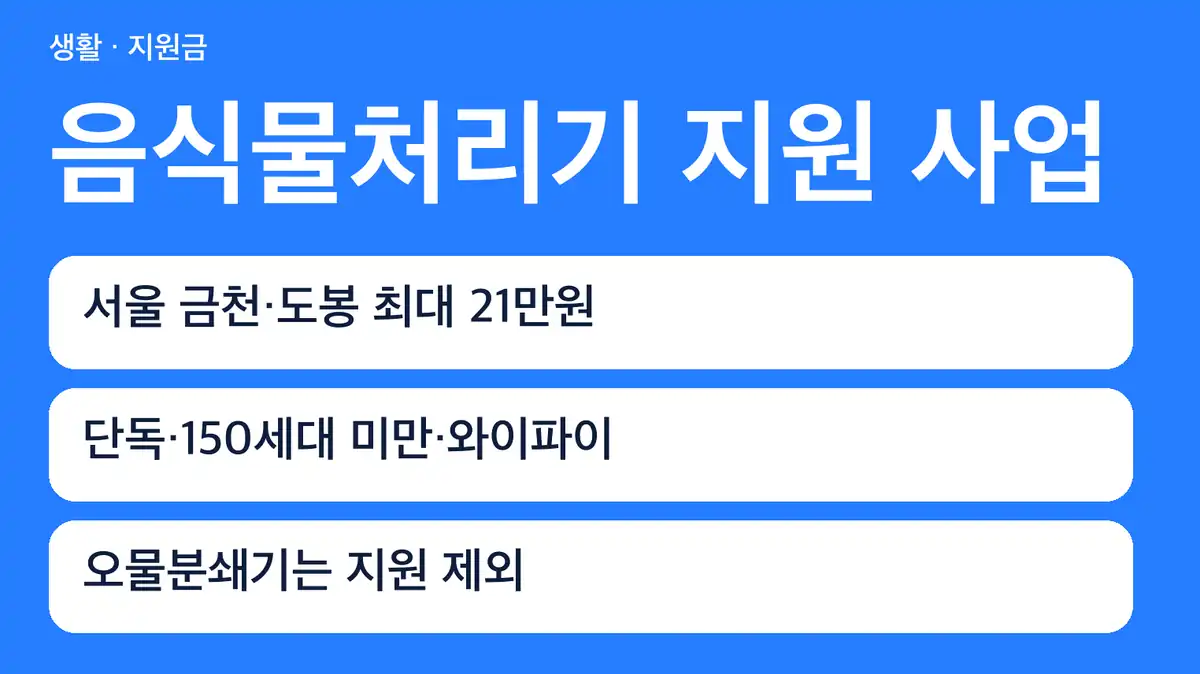 음식물처리기 지원 사업 대상 지역부터 확인하세요