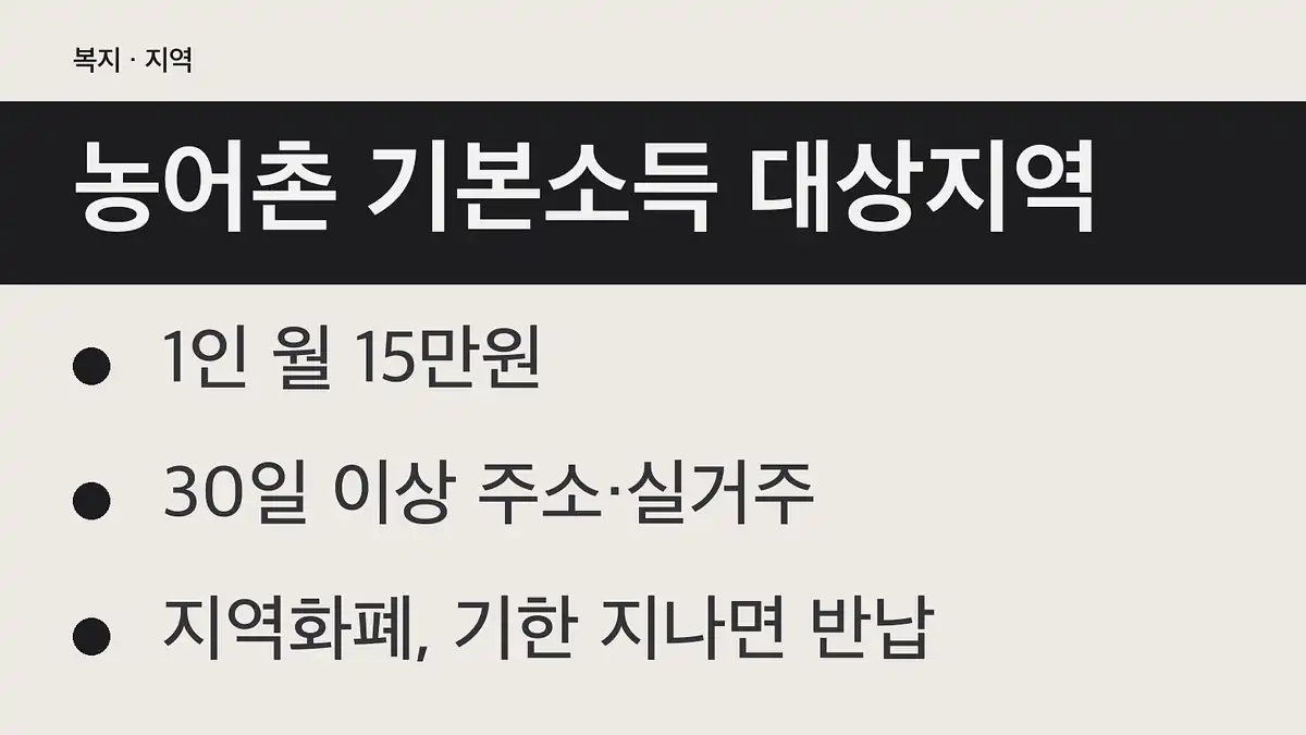 농어촌 기본소득 대상지역 17개 군