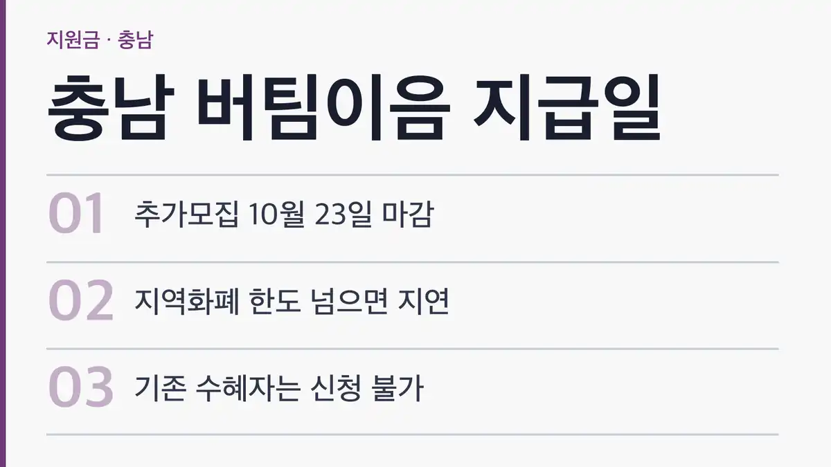 충남 버팀이음 지급일 사업별 정리
