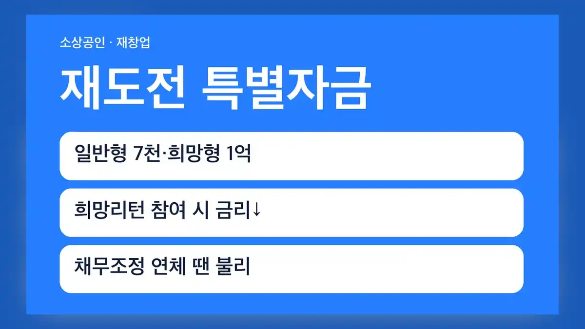 재도전 특별자금 유형 비교
