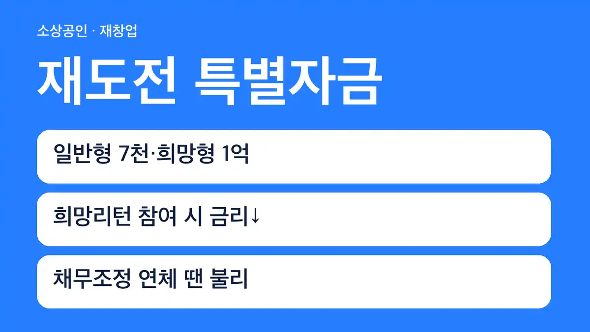 재도전 특별자금 유형 비교