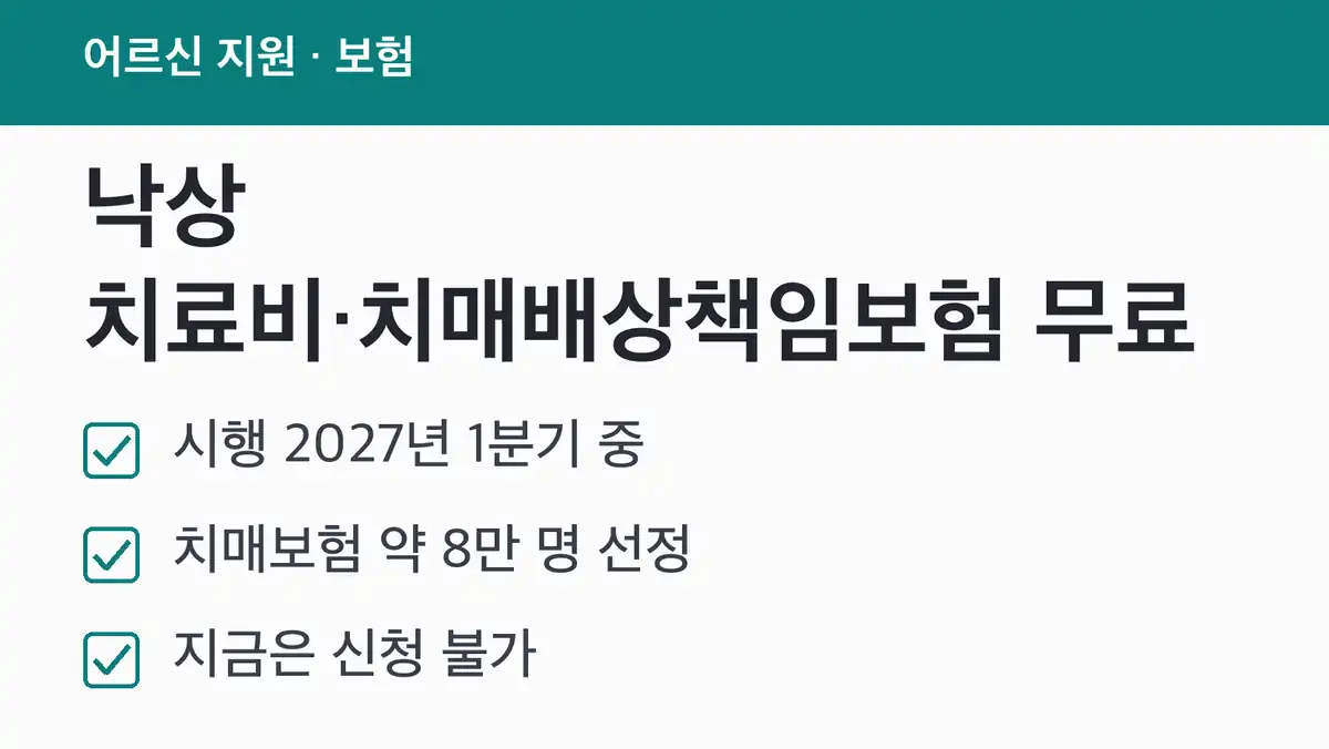 낙상 치료비 치매배상책임보험 무료, 두 사업은 이렇게 다릅니다