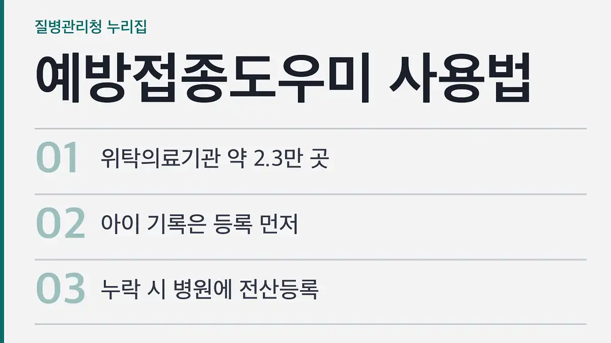 예방접종도우미 사용법 목적별 메뉴
