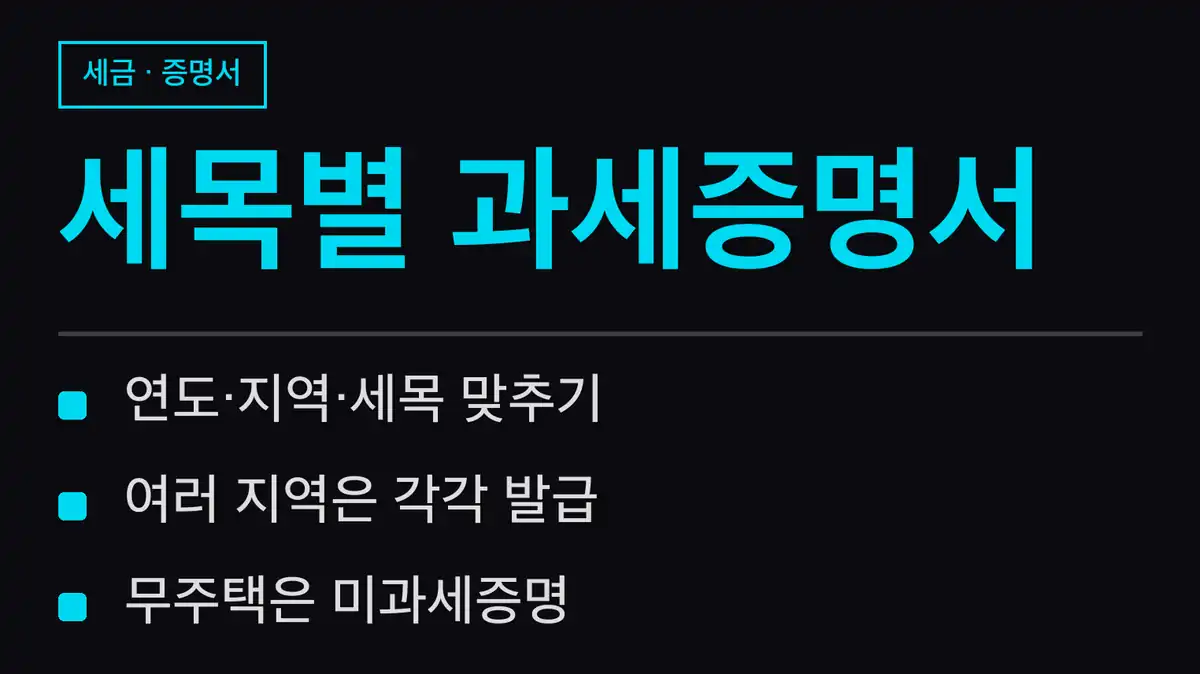 지방세 세목별 과세증명서 발급 기본 정보