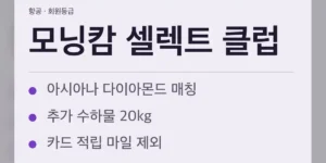 대한항공 모닝캄 셀렉트 클럽 한눈에 보기