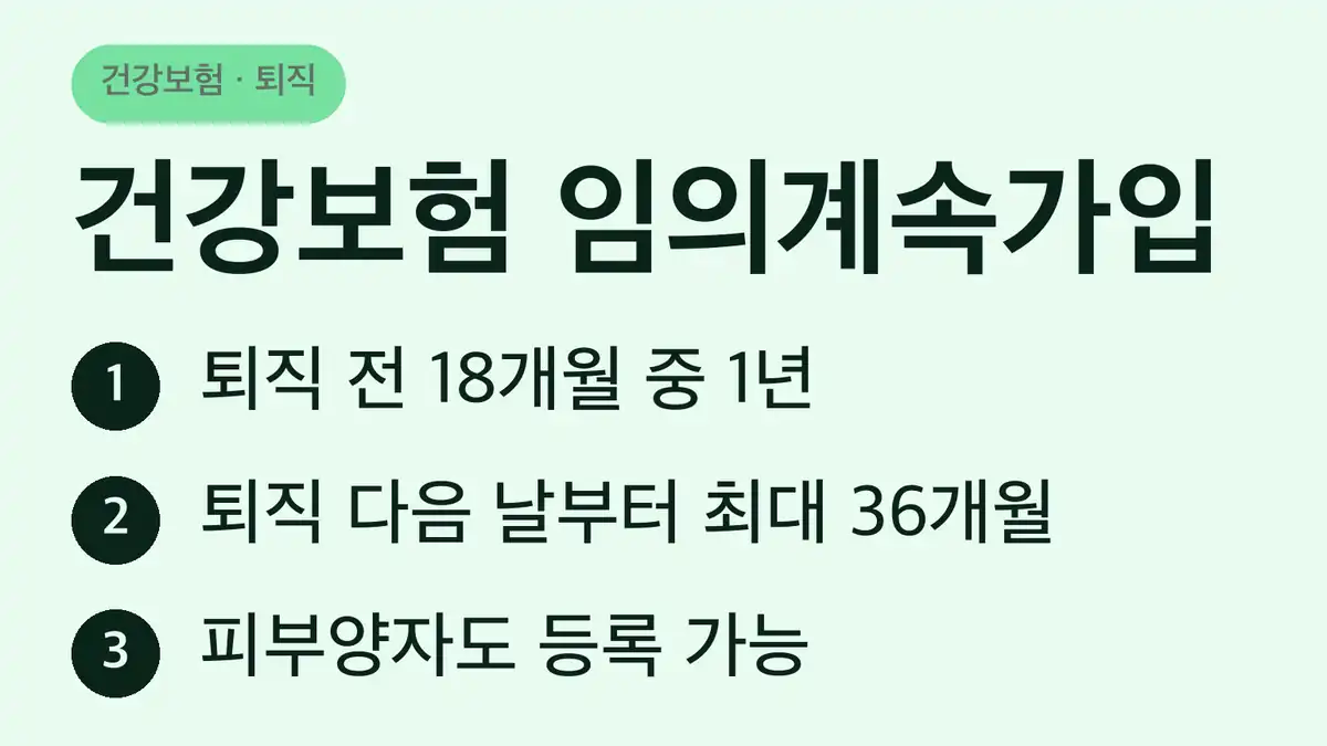건강보험 임의계속가입 제도 한눈에