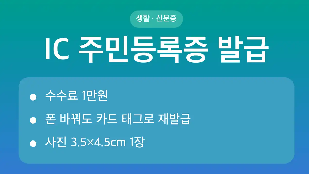 IC 주민등록증 발급 비용과 준비물