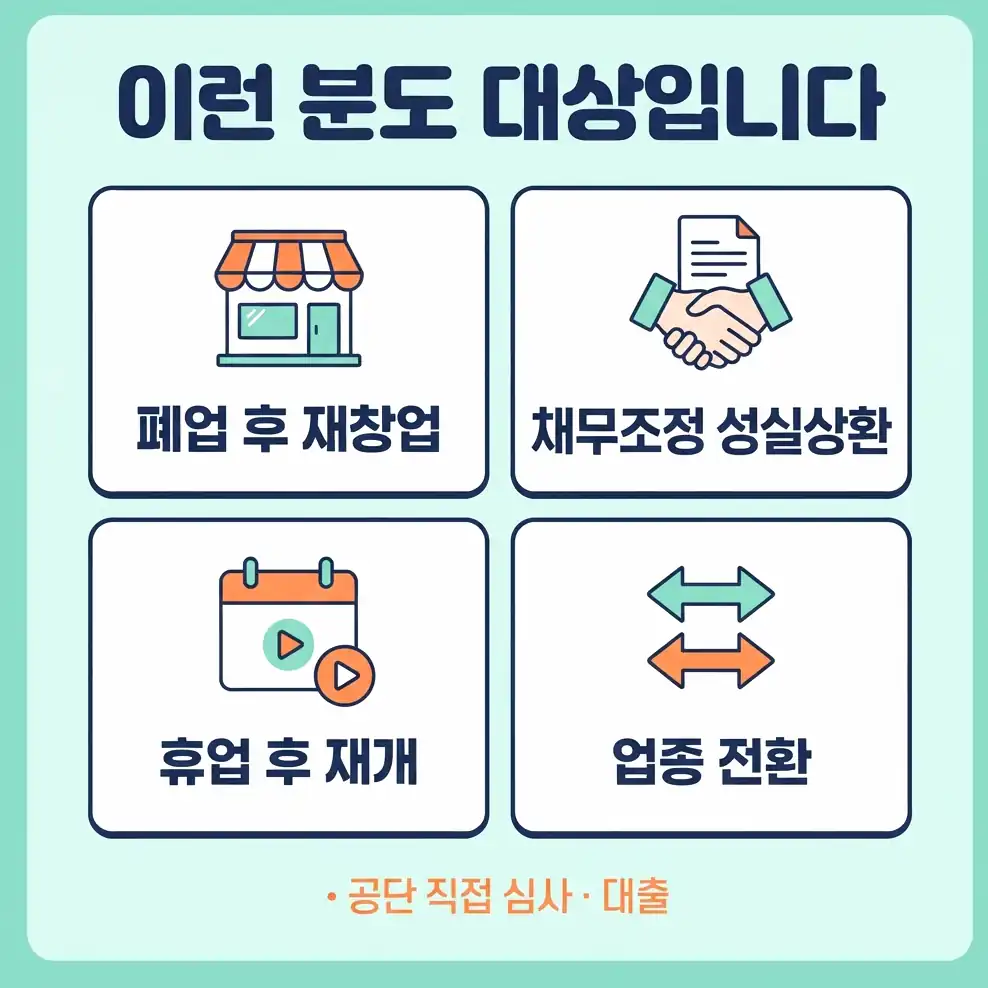 재도전 특별자금 대상 범위