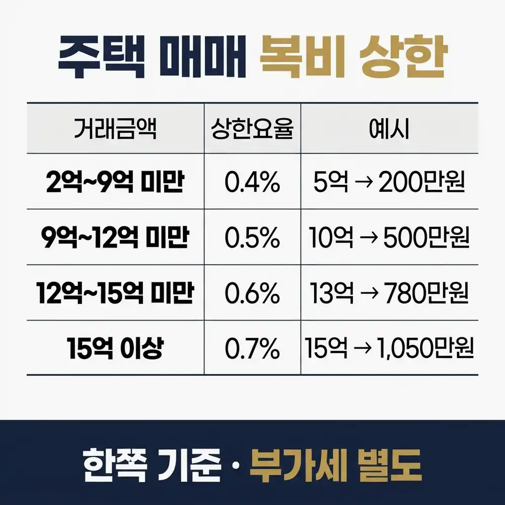 중개보수 정률제 거래금액별 상한요율과 계산 예시